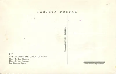 Spiaggia di Las Canteras — Las Palmas de Gran Canaria — Edizioni Montañés, serie 317 — Verso