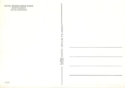 Hotel Maspalomas Oasis — Maspalomas, Kanary, wydawca SINET, nr 67016 — Rewers