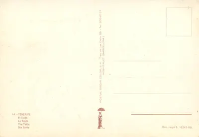 O Teide — Tenerife — editor Postal Oscar Color, S.A. — Verso