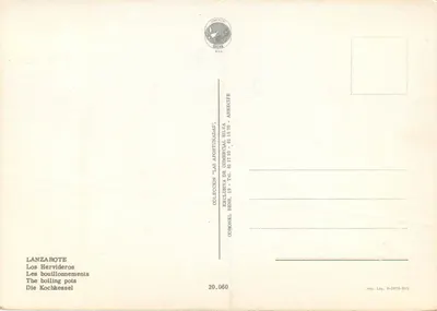 Lanzarote — Os borbulhamentos — Coleção 'Las Afortunadas' de Comercial Silva, n° 20.060 — Verso