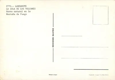 Lanzarote — A Ilha dos Vulcões — Edições Gasteiz n°2770 — Verso