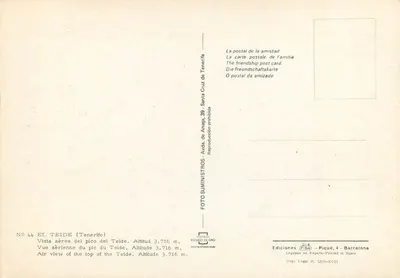 El Teide (Tenerife) — widok z powietrza na szczyt — Wydawnictwo FISA, seria N° 44 — Rewers