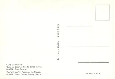 Dedo de Dios — Puerto de las Nieves — Edizioni Sicilia - ZARAGOZA — Verso