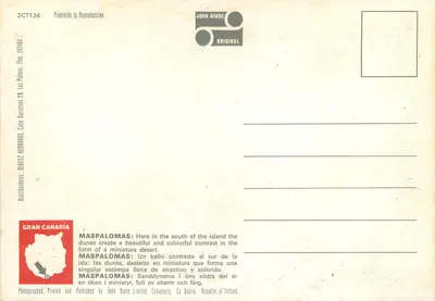 Kamle i pustynia w Maspalomas — Fot. E. Ludwrig, John Hinde Studios — Rewers