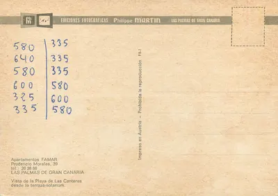 Apartamentos FAMAR — Las Canteras — Editor Philippe Martin — Verso