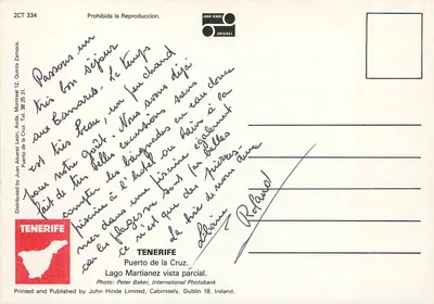 Piscina de Puerto de la Cruz — Tenerife — John Hinde Original — Verso