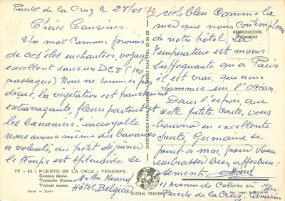 Port la Cruz — scena z dromedarymi przed Hotelem Belgica — wydawca TF-62 — Rewers