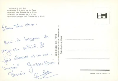 Platanales e Porto de la Cruz — Tenerife — Edições Reuss-Foto — Verso