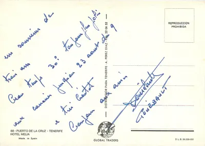 Hotel Meliá Puerto de la Cruz — Tenerife — editor Global Traders, n°88 — Verso