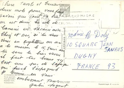 Puerto de la Cruz — widok częściowy — Éditions Arribas, seria 16.343 XIV — Rewers