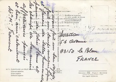 Puerto de la Cruz - Tenerife — diversos aspectos — Ediciones FISA, Piqué, 4 - Barcelona, N.º 1 — Verso