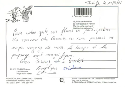 Los Cristianos — praia, hotel e vista noturna — Escudo de Oro, n° 472 — Verso
