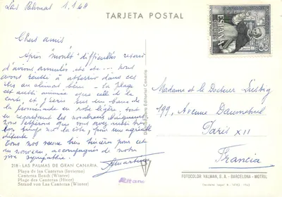 Plik Las Canteras — zima — wydawca Fotocolor Valman, nr 218 — Rewers