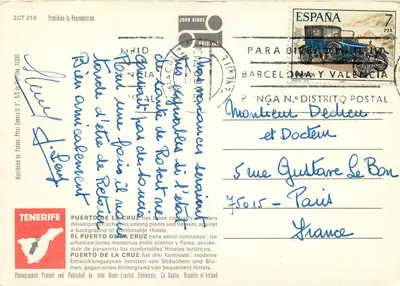 Puerto de la Cruz, Tenerife, Wyspy Kanaryjskie — widok panoramiczny — John Hinde Studios — Rewers