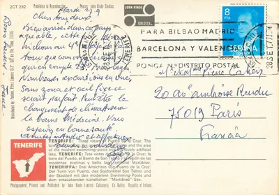 Porto de La Cruz — Tenerife — Fotografado pela John Hinde Studios — Verso