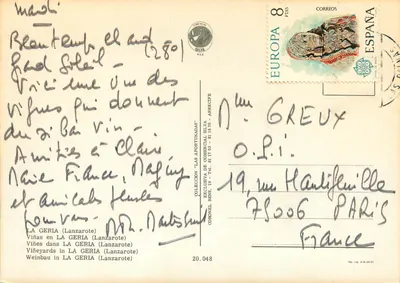 Winorośl w La Geria (Lanzarote) — Winorośl w La Geria (Lanzarote) — kolekcja 'Las Afortunadas' - Coronel Bens, 19 — Rewers