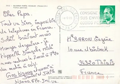 Tenerife — widok wybrzeża z hotelem i kwiatami — wydawca PAGSA — Rewers