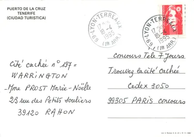Puerto de la Cruz — Tenerife — editor Lito A. Romera, n° 11-1990 — Verso