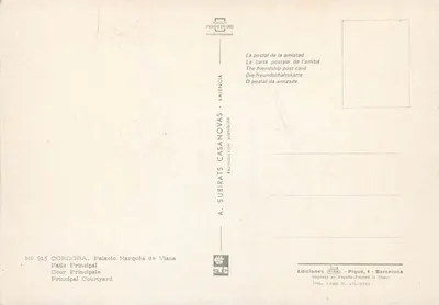 Główny dziedziniec — Pałac Marqués de Viana — A. Subirats Casanovas — Rewers