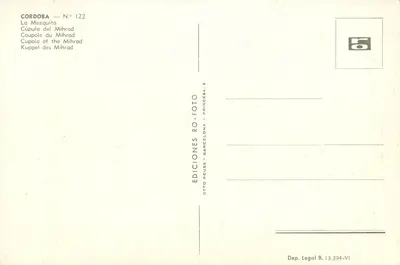 Cordoue — Mezquita — Kupola Mihrad — Wydawnictwo Ro-Foto, Barcelonie — Rewers