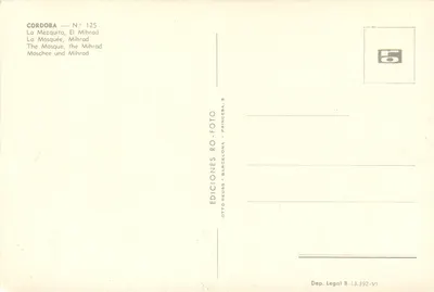 De Moskee, het Mihrad — Córdova — Edities Otto Reuss, n° 125 — Achterkant