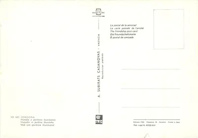 Cordoba — Murawa i oświetlone ogrody — A. Subirats Casanovas, nr 927 — Rewers
