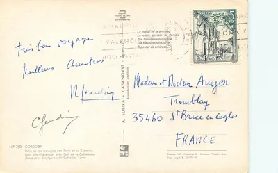 Cour des Naranjos met Kerkdak — CORDOBA — Uitgave FISA, N° 780 — Achterkant