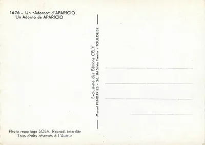 Um Adorno de APARICIO — Edições PENDARIES — n°1676 — Verso