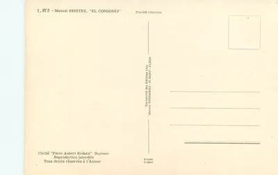 Manuel Benitez, "El Cordobes" — torem w stroju ozdobnym — Wydawnictwo Cely — Rewers