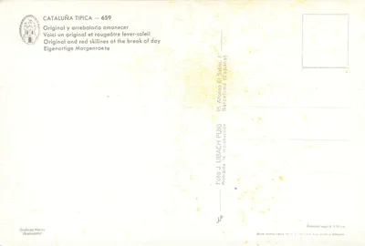 Catalunya Tipica — 659 — Gráficas Harris — Verso
