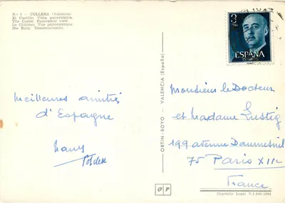 Cullera (Valencia) — Zamek — widok panoramiczny — Wydawca Ortín-Royo, nr 1 — Rewers