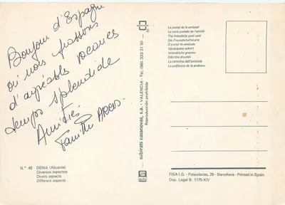 Denia — Diversos aspectos — FISA I.G. - Palaudarias, 26 - Barcelona — Rückseite
