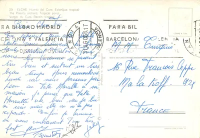 Ogród tropikalny — Huerto del Cura — Wydawca García Garabesa, n° 081.T — Rewers