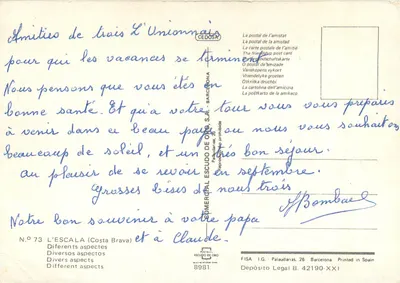 L'Escala — Diversos aspectos — Commercial Escudo de Oro, S.A. N° 73 — Verso