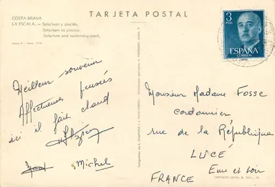 Costa Brava — La Escala — Solarium i basen — Wydawca A. Fabregat, seria II n°2131 — Rewers