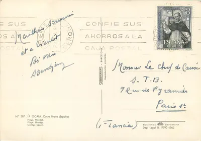 La Escala — praia de Montgó — Edições OMS, n° 287 — Verso