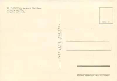 El Escorial — Monastyrz. Główny ołtarz — Dziedzictwo Narodowe — Rewers