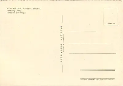 El Escorial — Biblioteca — Editor COBAS & CHIA, n° 911 — Verso