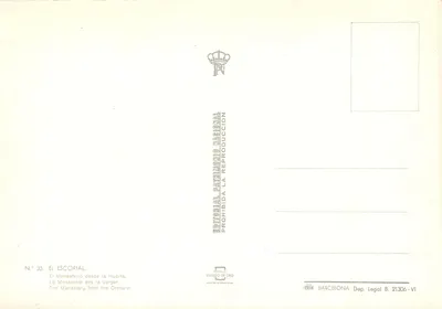 O Mosteiro de El Escorial — vista da Orchard — Editor Patrimônio Nacional, n° 35 — Verso