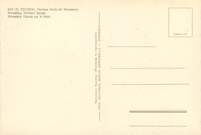 El Escorial — Facha da Freiagem — Edições García Garrabella, Zaragoza — Verso
