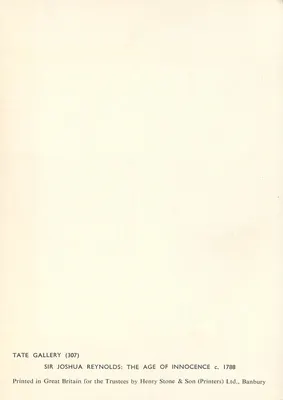 Sir Joshua Reynolds: A Era da Inocência — c. 1788 — Henry Stone & Son (Printers) Ltd., Banbury — Verso
