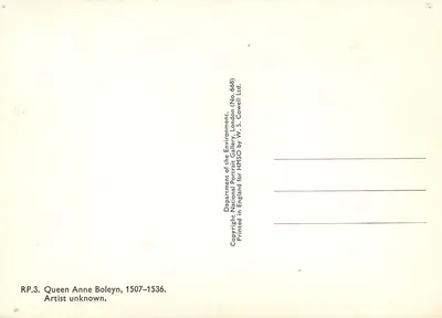Ana Bolena — Rainha da Inglaterra — Department of the Environment, London — Verso