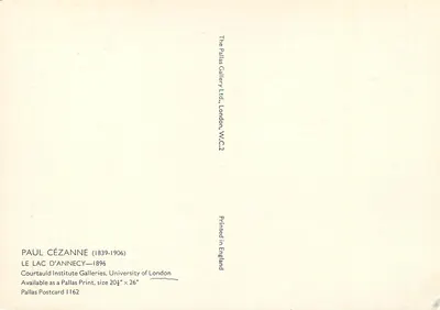 El Lago de Annecy — Paul Cézanne (1839-1906) — Pallas Postcard I 162 — Reverso