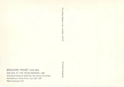 Il bar alle Folies-Bergère — Édouard Manet (1832-1883) — Pallas Postcard 1121 — Verso