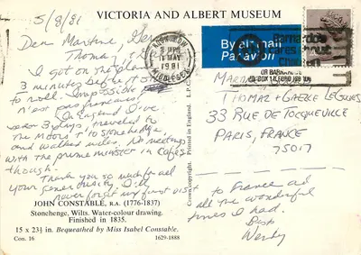 Stonehenge — rysunek akwarelowy — Victoria and Albert Museum — Rewers