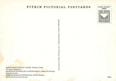 Quarto do Rei — Queen Mary's Dolls' House — Pitkin Pictorial Postcards — Verso
