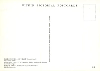 Jadalnia Królowej Marii — Zamek w Windsorze — Pitkin Pictorial Postcards DH2 — Rewers