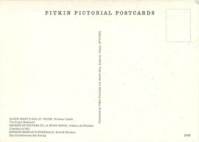 Pokój Króla — Dom zabawkowy królowej Mary — Pitkin Pictorial Postcards — Rewers