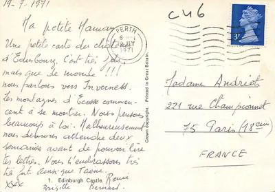 Zamek w Edynburgu — widok panoramiczny — Wydane w Wielkiej Brytanii, nr 1 — Rewers