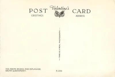 O ponte de Forth — vista desde a esplanada do sul de Queensferry — Post Valentine's Card B.2330 — Verso
